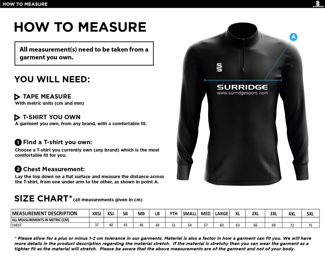 HSBC - Blade Performance Top - Size Guide