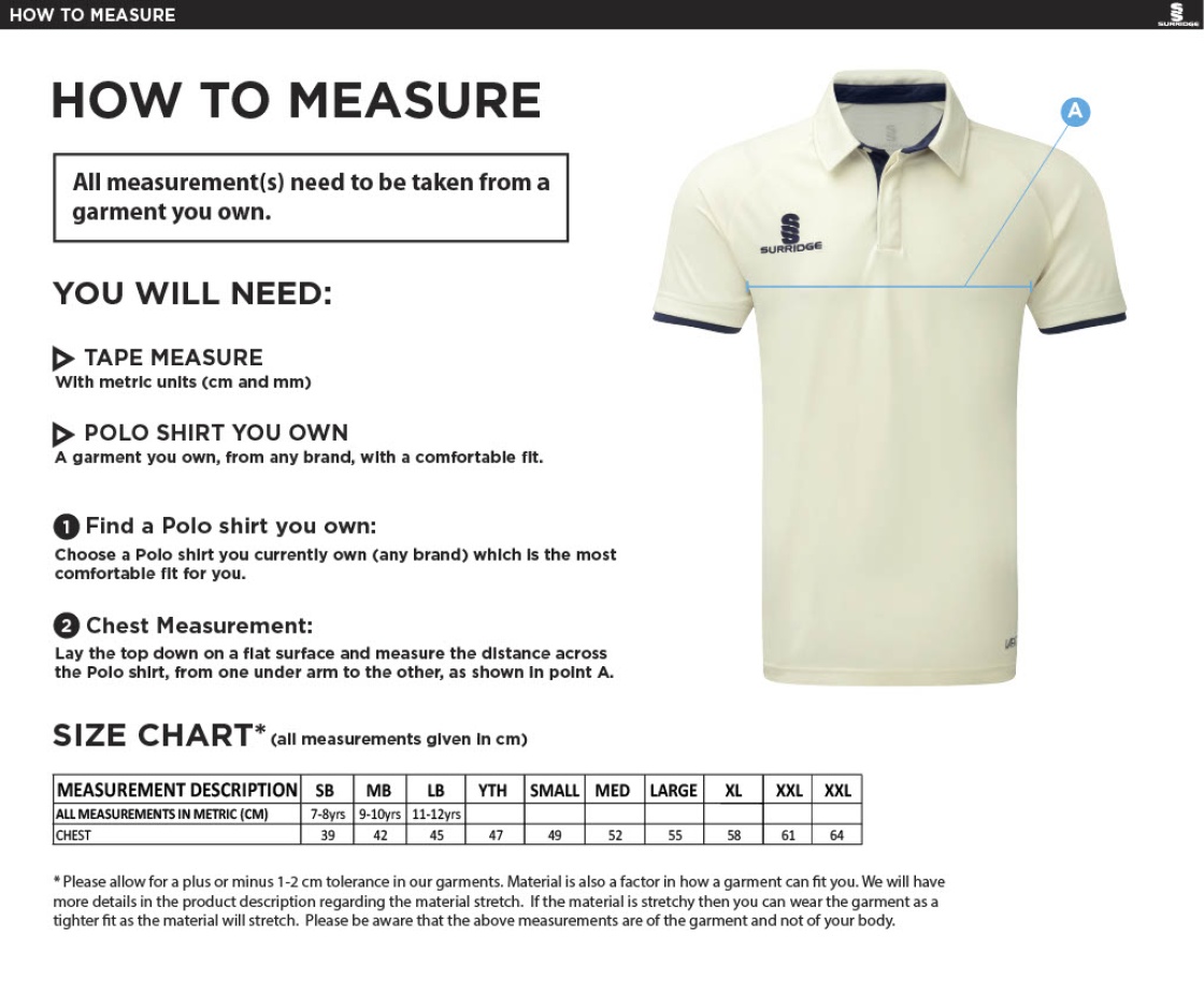 HSBC - Ergo Short Sleeve Shirt - Size Guide