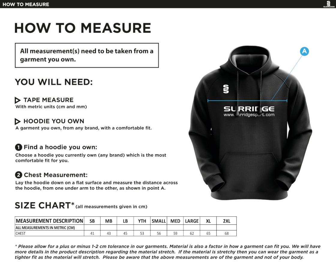 HSBC - Blade Hoody - Size Guide