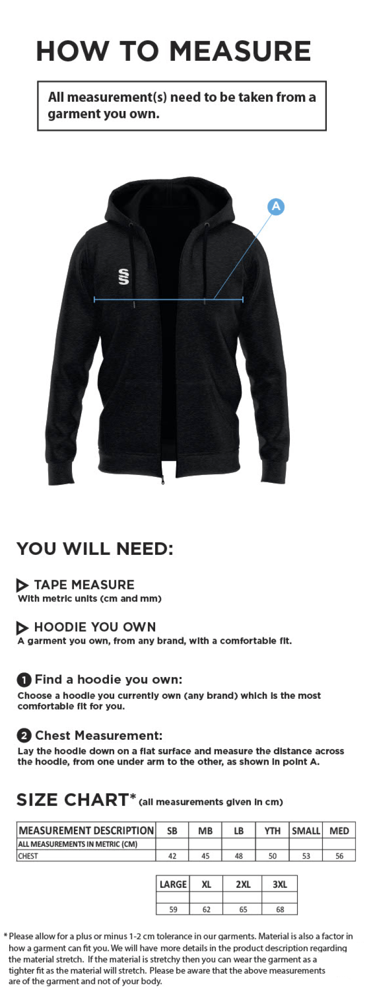 HSBC - Dual Hoody - Size Guide