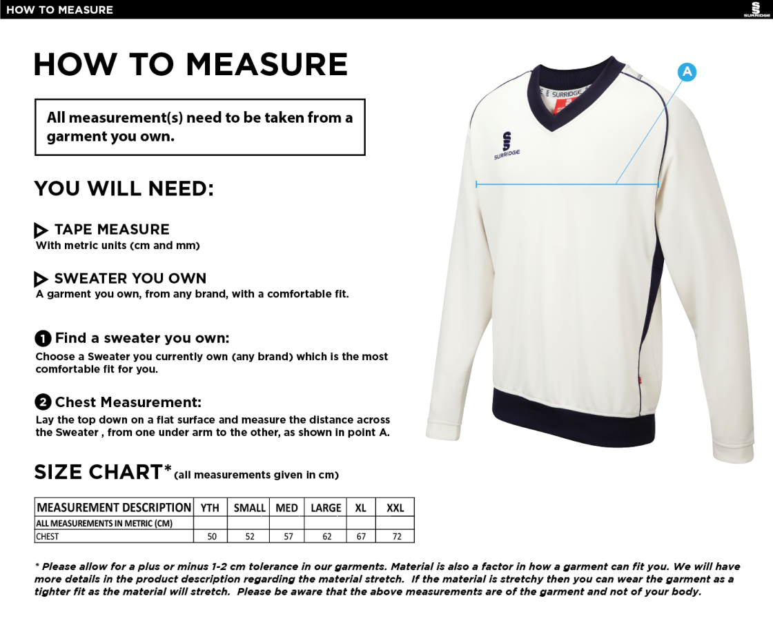 HSBC - Curve Long Sleeve Sweater - Size Guide