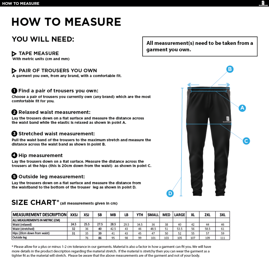 HSBC - Tek Slim Pants - Size Guide