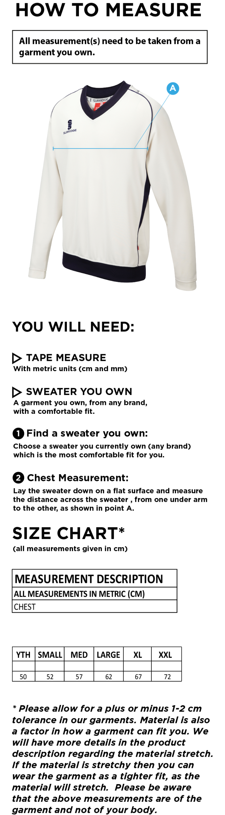 HSBC - Curve Long Sleeve Sweater - Size Guide