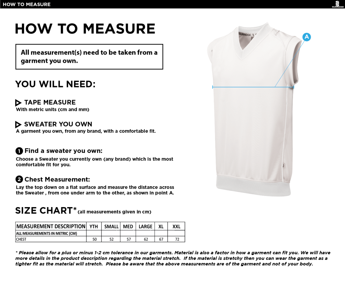 HSBC - Curve Sleeveless Sweater - Size Guide