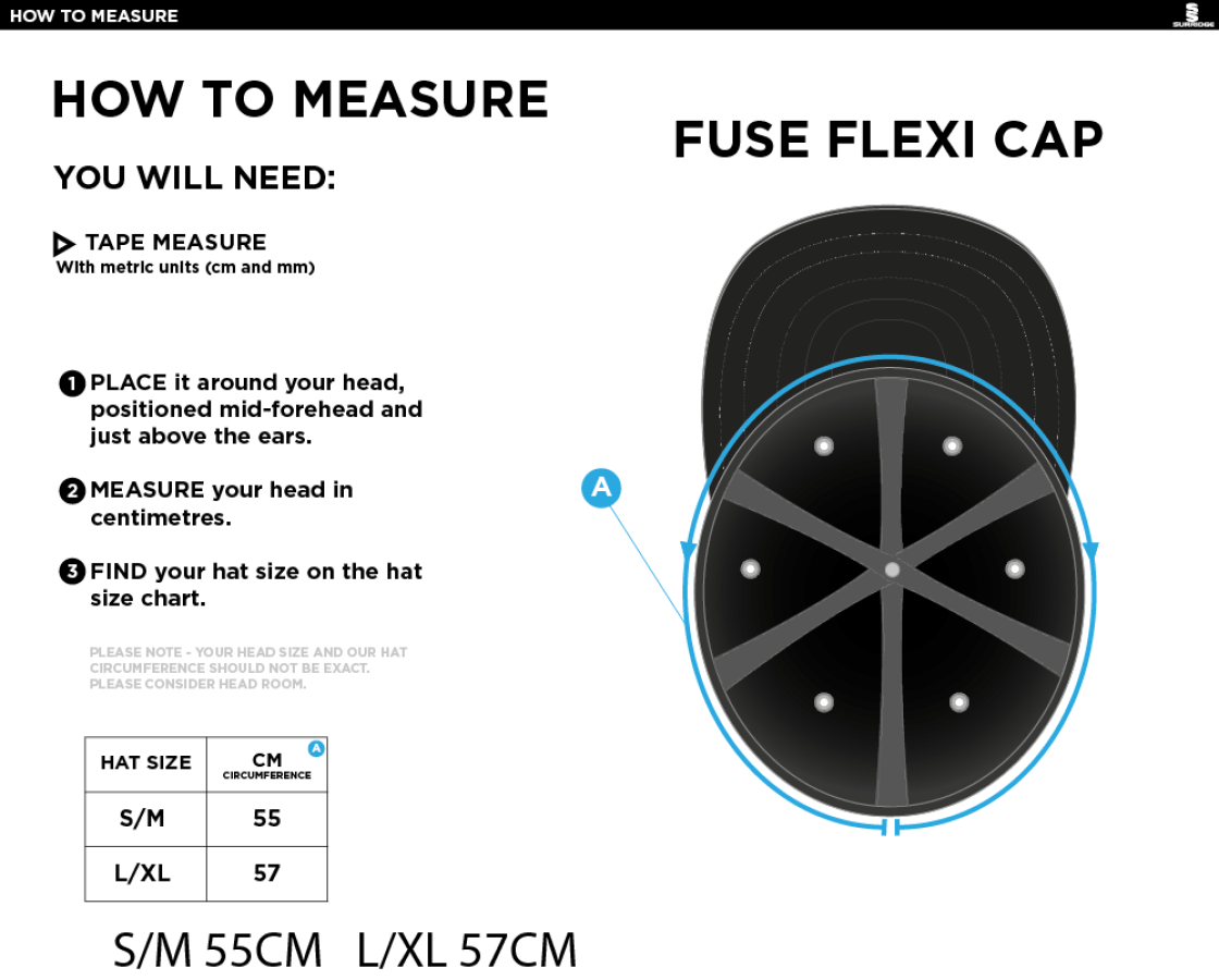 HSBC Fuse Flexi Cap - Black - Size Guide